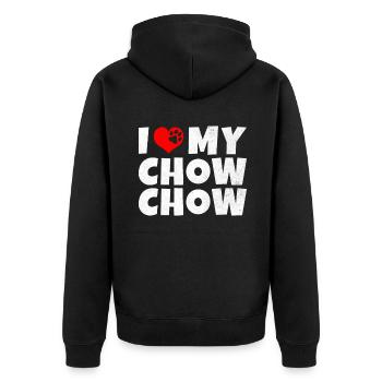 Chow Chow Gifts - Unisex Premium Bio Zip Hoodie - Schwarz - Hinten - Nico (187cm)