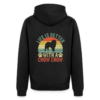 Chow Chow Gifts - Unisex Premium Bio Zip Hoodie - Schwarz - Hinten - Nico (187cm)