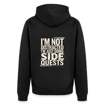 I'm Not Distracted I'm Just Doing Side Quests 4 - Unisex Premium Bio Zip Hoodie - Schwarz - Hinten - Nico (187cm)