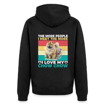 Chow Chow Gifts - Unisex Premium Bio Zip Hoodie - Schwarz - Hinten - Nico (187cm)