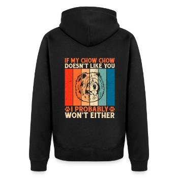 Chow Chow Gifts - Unisex Premium Bio Zip Hoodie - Schwarz - Hinten - Nico (187cm)