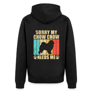 Chow Chow Gifts - Unisex Premium Bio Zip Hoodie - Schwarz - Hinten - Nico (187cm)