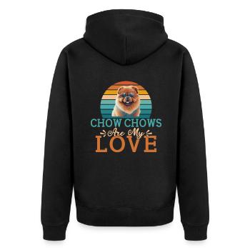 Chow Chow Gifts - Unisex Premium Organic Zip Hoodie - black - Back - Nico (187cm)