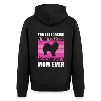 Chow Chow Gifts - Unisex Premium Bio Zip Hoodie - Schwarz - Hinten - Nico (187cm)