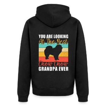 Chow Chow Gifts - Unisex Premium Bio Zip Hoodie - Schwarz - Hinten - Nico (187cm)