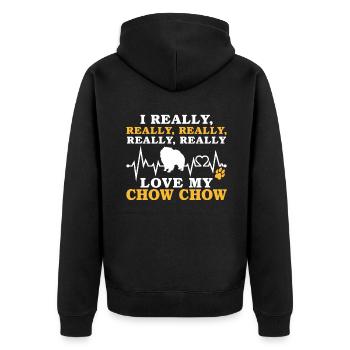Chow Chow Gifts - Unisex Premium Bio Zip Hoodie - Schwarz - Hinten - Nico (187cm)