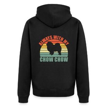 Chow Chow Gifts - Unisex Premium Bio Zip Hoodie - Schwarz - Hinten - Nico (187cm)