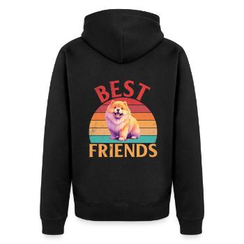 Chow Chow Gifts - Unisex Premium Bio Zip Hoodie - Schwarz - Hinten - Nico (187cm)