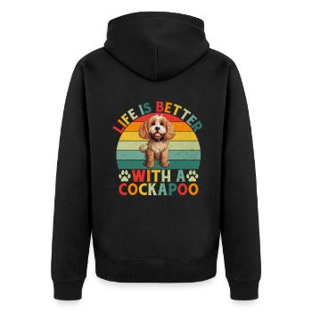Cockapoo Gifts - Unisex Premium Bio Zip Hoodie - Schwarz - Hinten - Nico (187cm)