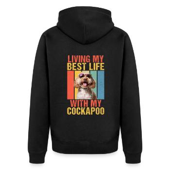 Cockapoo Gifts - Unisex Premium Bio Zip Hoodie - Schwarz - Hinten - Nico (187cm)