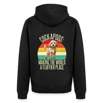 Cockapoo Gifts - Unisex Premium Bio Zip Hoodie - Schwarz - Hinten - Nico (187cm)