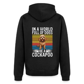 Cockapoo Gifts - Unisex Premium Bio Zip Hoodie - Schwarz - Hinten - Nico (187cm)