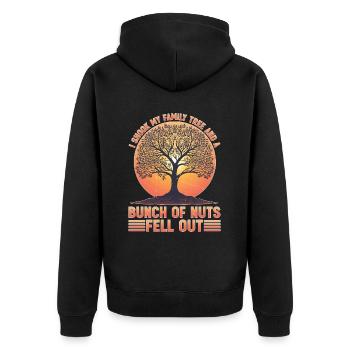 I Shook My Family Tree And Nuts Fell Out - Unisex Premium Bio Zip Hoodie - Schwarz - Hinten - Nico (187cm)