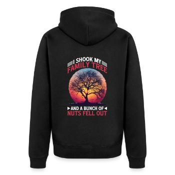 I Shook My Family Tree And Nuts Fell Out 2 - Unisex Premium Bio Zip Hoodie - Schwarz - Hinten - Nico (187cm)