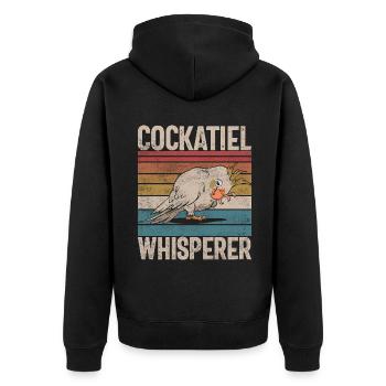 Cockatiel Gifts - Unisex Premium Bio Zip Hoodie - Schwarz - Hinten - Nico (187cm)