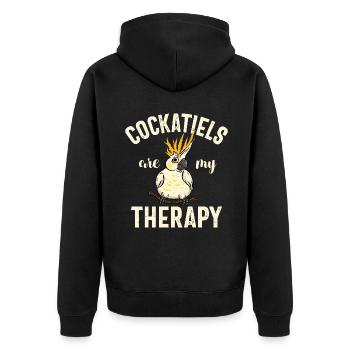 Cockatiel Gifts - Unisex Premium Bio Zip Hoodie - Schwarz - Hinten - Nico (187cm)