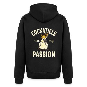 Cockatiel Gifts - Unisex Premium Bio Zip Hoodie - Schwarz - Hinten - Nico (187cm)