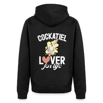Cockatiel Gifts - Unisex Premium Bio Zip Hoodie - Schwarz - Hinten - Nico (187cm)