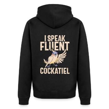 Cockatiel Gifts - Unisex Premium Bio Zip Hoodie - Schwarz - Hinten - Nico (187cm)