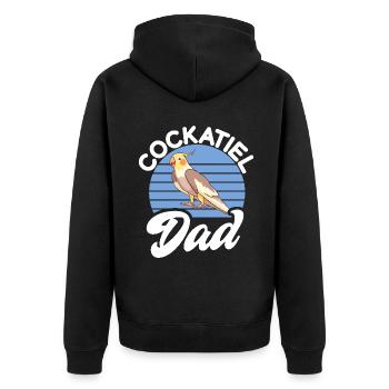 Cockatiel Gifts - Unisex Premium Bio Zip Hoodie - Schwarz - Hinten - Nico (187cm)