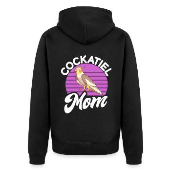 Cockatiel Gifts - Unisex Premium Bio Zip Hoodie - Schwarz - Hinten - Nico (187cm)