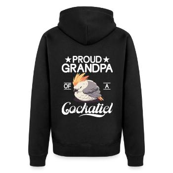 Cockatiel Gifts - Unisex Premium Bio Zip Hoodie - Schwarz - Hinten - Nico (187cm)