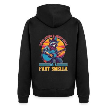 You're Either A Smart Fella Or A Fart Smella 2 - Unisex Premium Bio Zip Hoodie - Schwarz - Hinten - Nico (187cm)