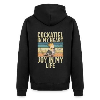Cockatiel Gifts - Unisex Premium Bio Zip Hoodie - Schwarz - Hinten - Nico (187cm)
