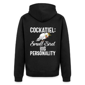Cockatiel Gifts - Unisex Premium Bio Zip Hoodie - Schwarz - Hinten - Nico (187cm)