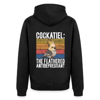 Cockatiel Gifts - Unisex Premium Bio Zip Hoodie - Schwarz - Hinten - Nico (187cm)