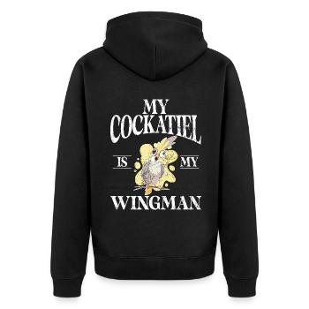 Cockatiel Gifts - Unisex Premium Bio Zip Hoodie - Schwarz - Hinten - Nico (187cm)