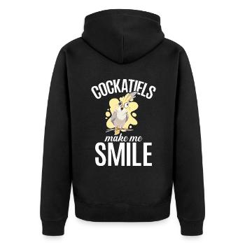 Cockatiel Gifts - Unisex Premium Bio Zip Hoodie - Schwarz - Hinten - Nico (187cm)