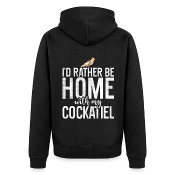 Cockatiel Gifts - Unisex Premium Bio Zip Hoodie - Schwarz - Hinten - Nico (187cm)