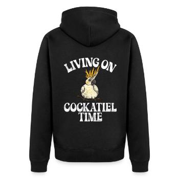 Cockatiel Gifts - Unisex Premium Bio Zip Hoodie - Schwarz - Hinten - Nico (187cm)