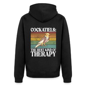 Cockatiel Gifts - Unisex Premium Bio Zip Hoodie - Schwarz - Hinten - Nico (187cm)