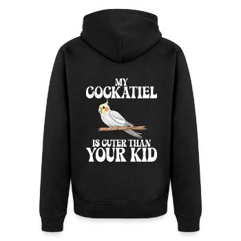 Cockatiel Gifts - Unisex Premium Bio Zip Hoodie - Schwarz - Hinten - Nico (187cm)