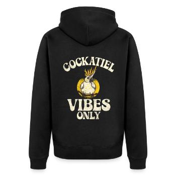 Cockatiel Gifts - Unisex Premium Bio Zip Hoodie - Schwarz - Hinten - Nico (187cm)