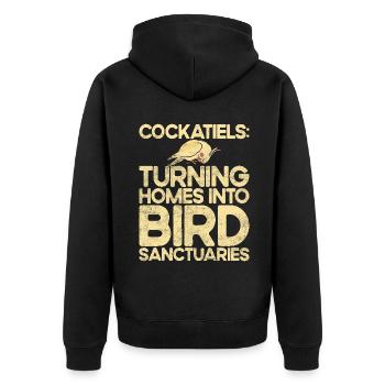 Cockatiel Gifts - Unisex Premium Bio Zip Hoodie - Schwarz - Hinten - Nico (187cm)