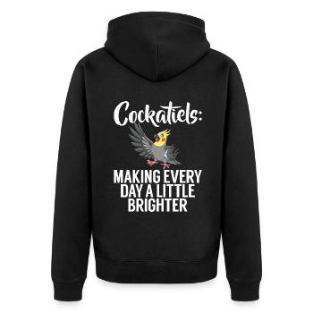 Cockatiel Gifts - Unisex Premium Bio Zip Hoodie - Schwarz - Hinten - Nico (187cm)