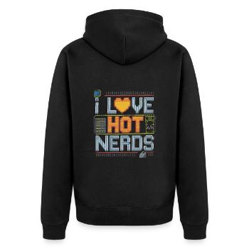 I Love Hot Nerds 17 - Unisex Premium Bio Zip Hoodie - Schwarz - Hinten - Nico (187cm)