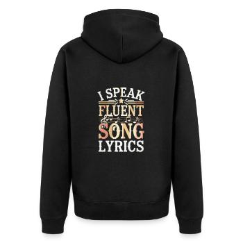 I Speak Fluent Song Lyrics 13 - Unisex Premium Bio Zip Hoodie - Schwarz - Hinten - Nico (187cm)