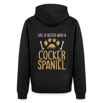 Cocker Spaniel Gifts - Unisex Premium Bio Zip Hoodie - Schwarz - Hinten - Nico (187cm)