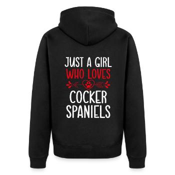 Cocker Spaniel Gifts - Unisex Premium Organic Zip Hoodie - black - Back - Nico (187cm)