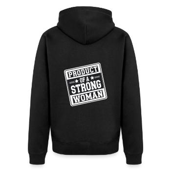 Product Of A Strong Woman 14 - Unisex Premium Bio Zip Hoodie - Schwarz - Hinten - Nico (187cm)