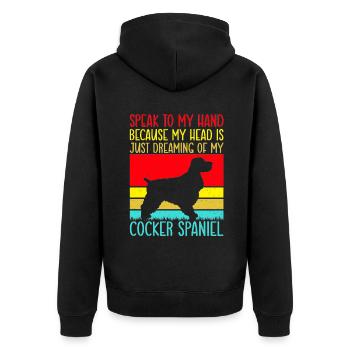 Cocker Spaniel Gifts - Unisex Premium Organic Zip Hoodie - black - Back - Nico (187cm)
