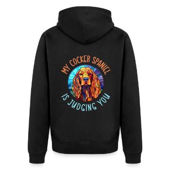 Cocker Spaniel Gifts - Unisex Premium Bio Zip Hoodie - Schwarz - Hinten - Nico (187cm)