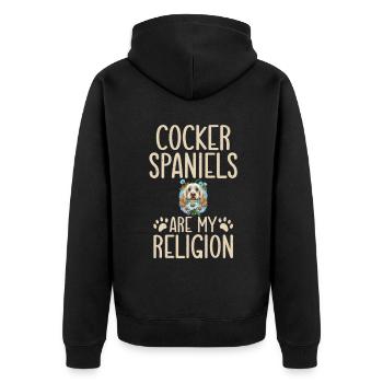 Cocker Spaniel Gifts - Unisex Premium Bio Zip Hoodie - Schwarz - Hinten - Nico (187cm)