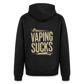 Vaping Sucks 4 - Unisex Premium Bio Zip Hoodie - Schwarz - Hinten - Nico (187cm)
