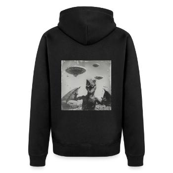 Dragon Selfie with UFO Weird 50s Photo 4 - Unisex Premium Bio Zip Hoodie - Schwarz - Hinten - Nico (187cm)