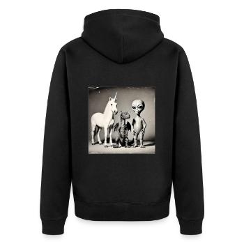 Weird Unicorn Dragon Alien Photografy - Unisex Premium Bio Zip Hoodie - Schwarz - Hinten - Nico (187cm)